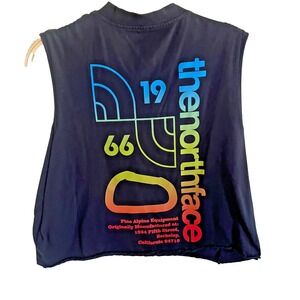 Women's The North Face Himalayan Bottle Source Black Tank Top Cropped Colorful L